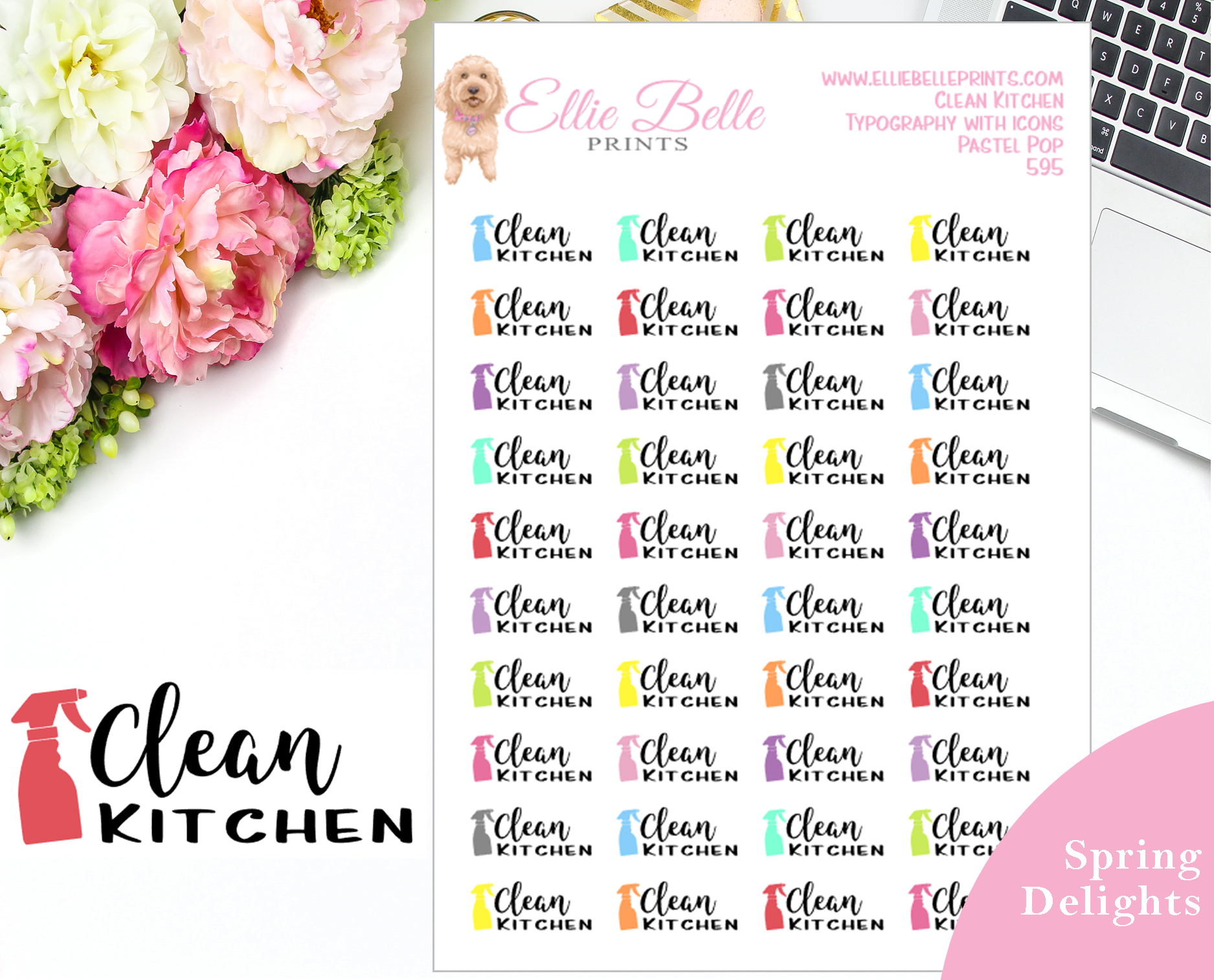 Clean Kitchen - Typography with Icons