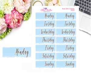 Date Cover Stickers - 2 Weeks - Blue Watercolour