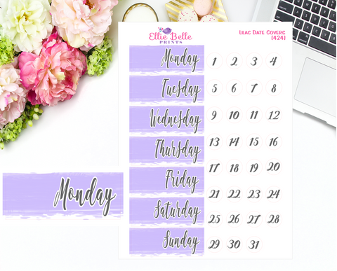 Date Cover Stickers - Lilac Watercolour
