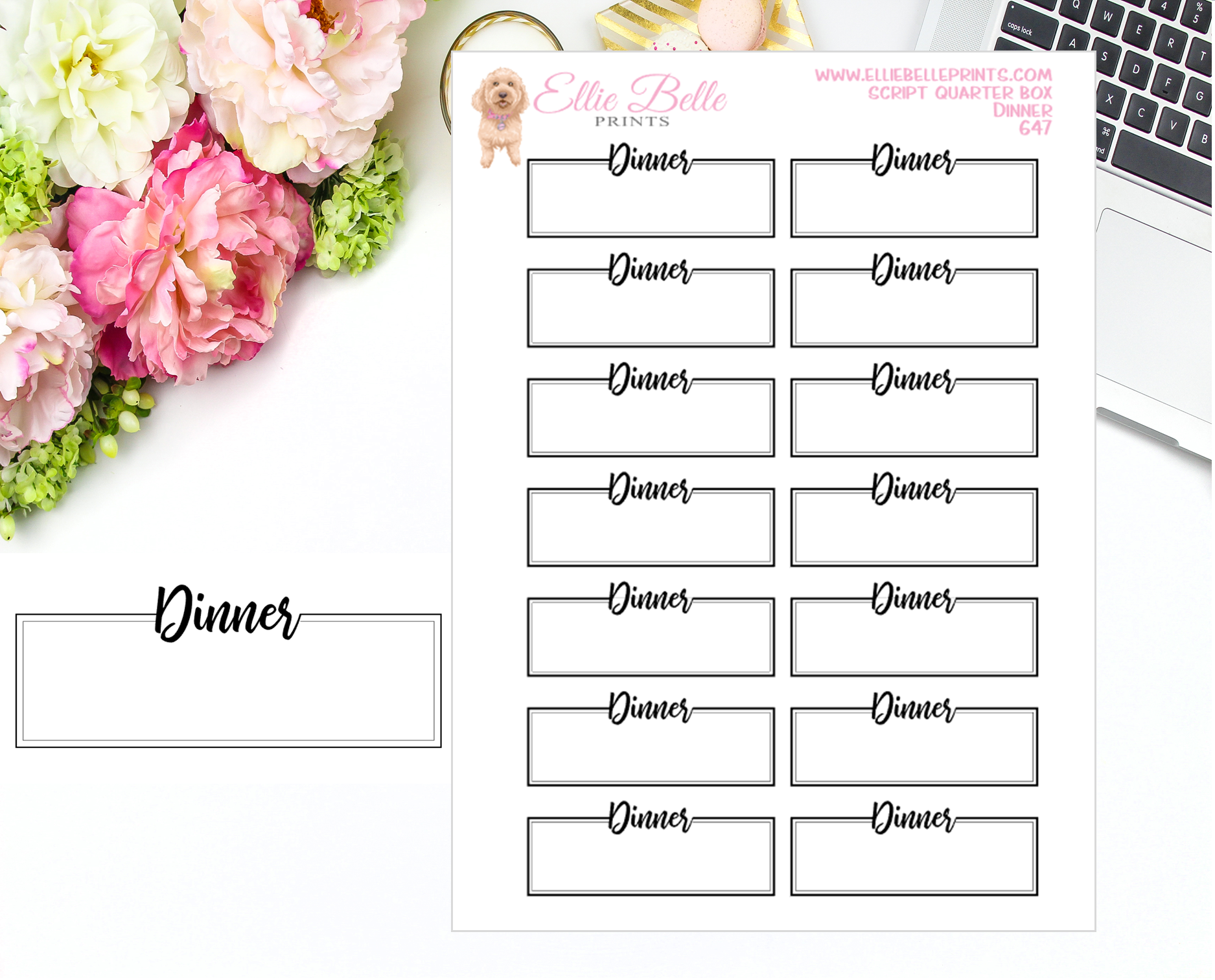 Dinner Quarter Box with Text - Text Boxes