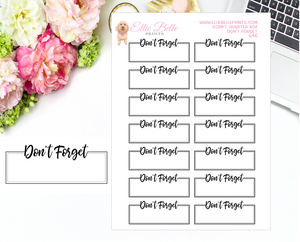 Don't Forget Quarter Box with Text - Text Boxes