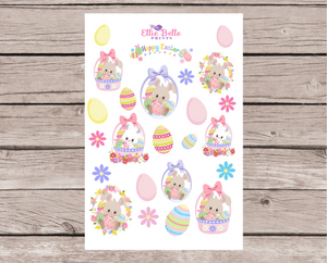 Easter Bunnies Pink Decorative Stickers