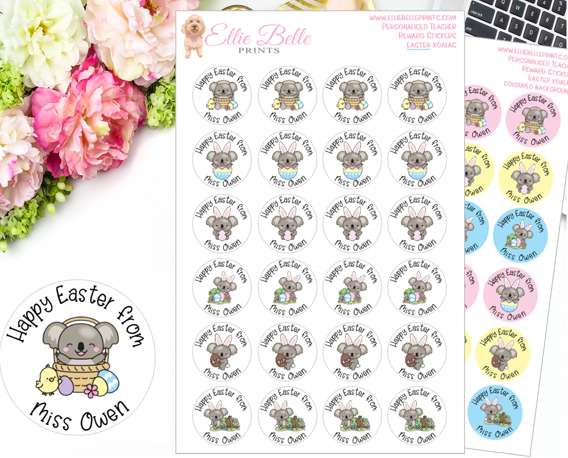 Easter Koala - Personalised Teacher Reward Stickers