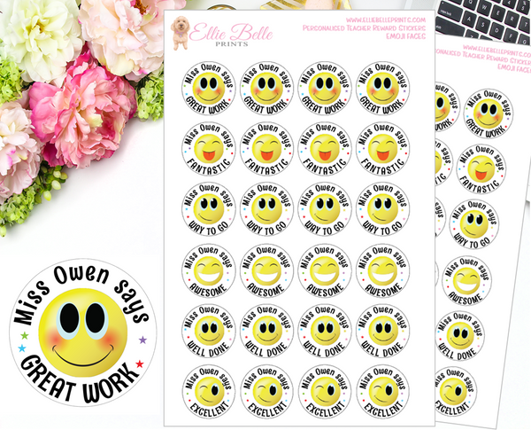 Emoji - Personalised Teacher Reward Stickers