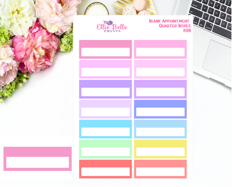 Blank Appointment Quarter Boxes - Pastel Pop