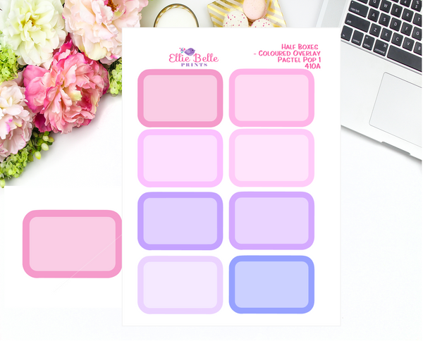 Half Box With Coloured Overlay Stickers - Pastel Pop