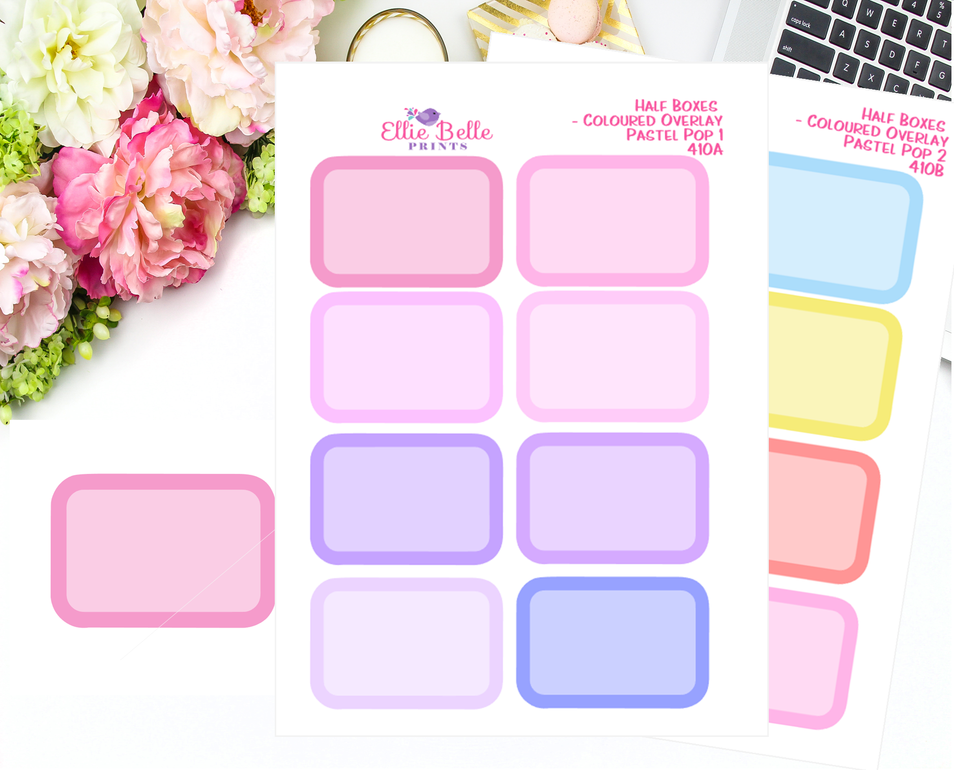 Half Box With Coloured Overlay Stickers - Pastel Pop