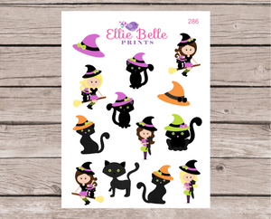 Halloween Witches and Black Cats