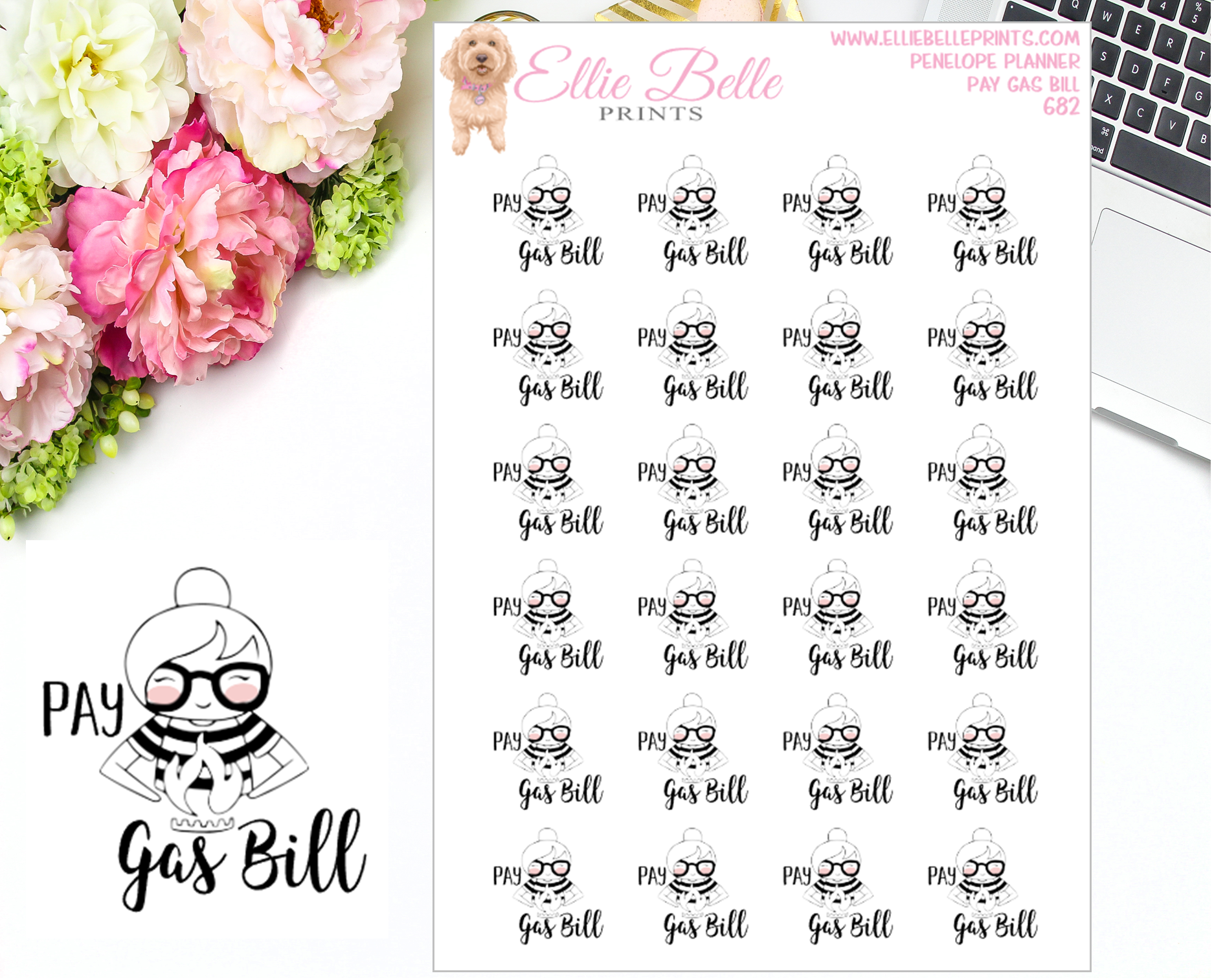 Pay Gas Bill Stickers - Penelope Planner