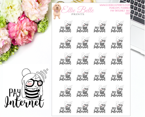 Pay Internet Bill Stickers - Penelope Planner