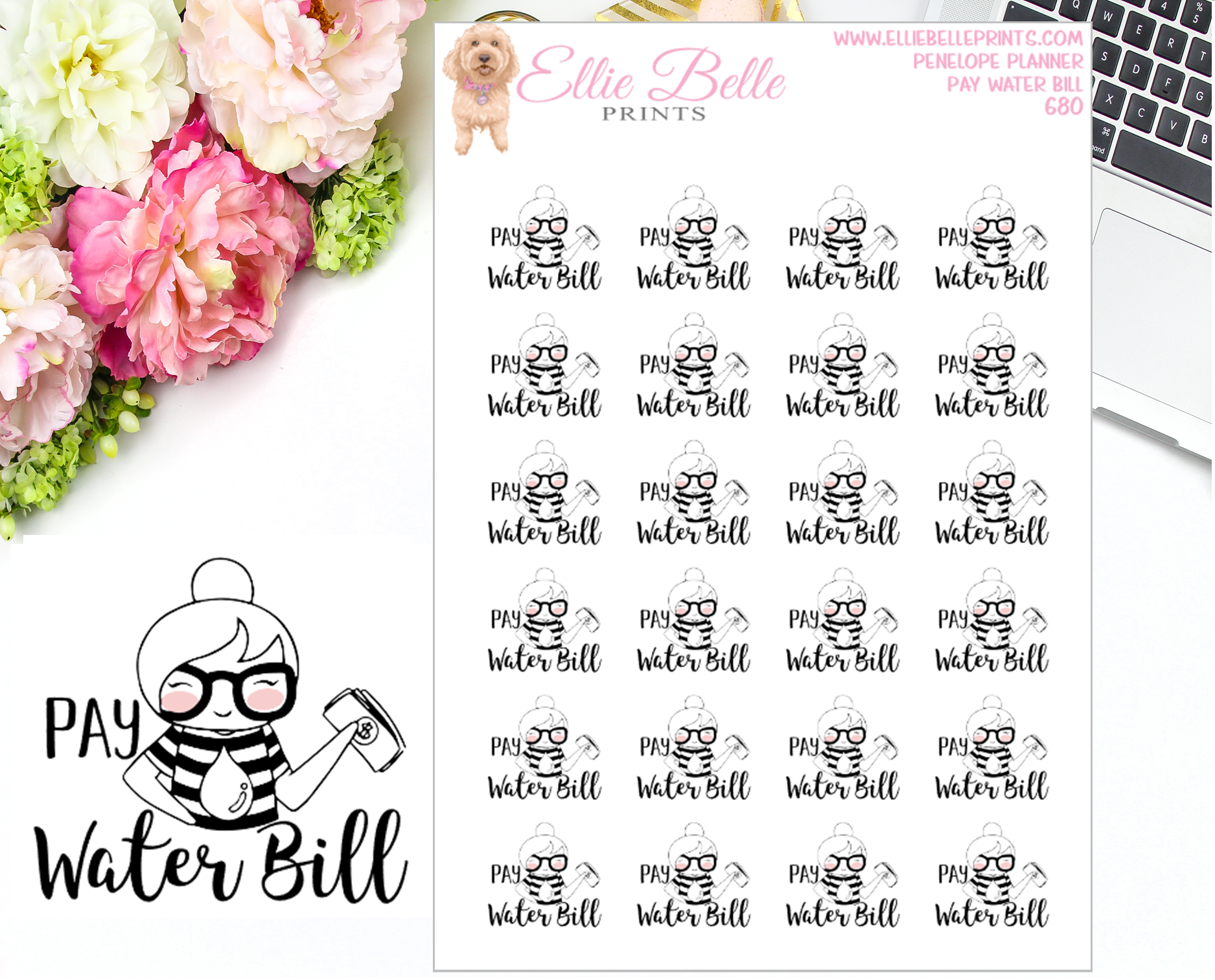 Pay Water Bill Stickers - Penelope Planner