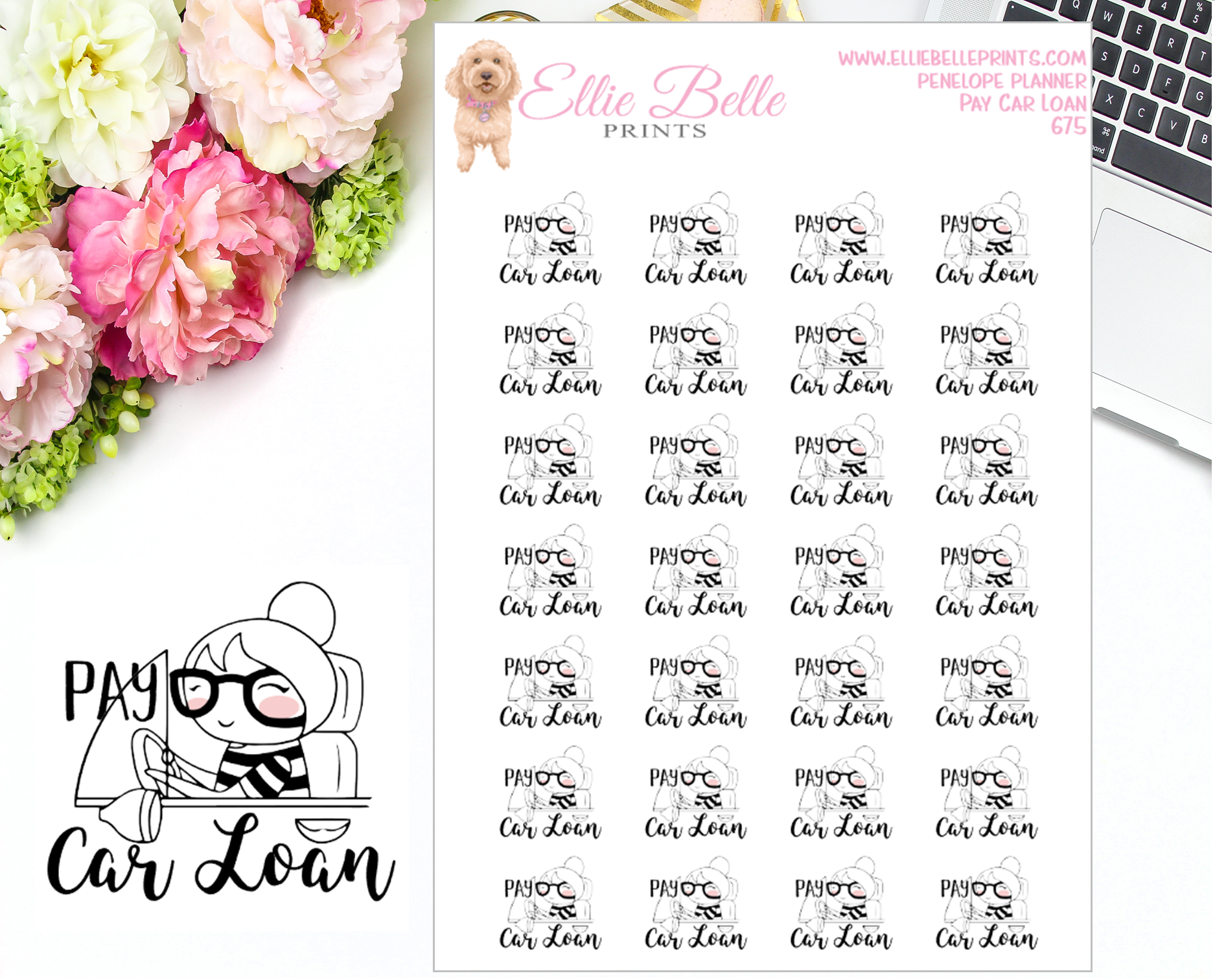 Pay Car Loan Stickers - Penelope Planner