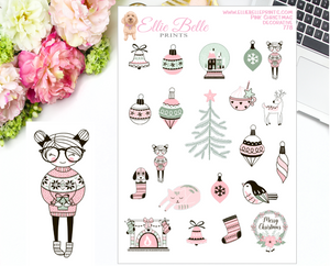 Pink Christmas Collection Decorative Stickers