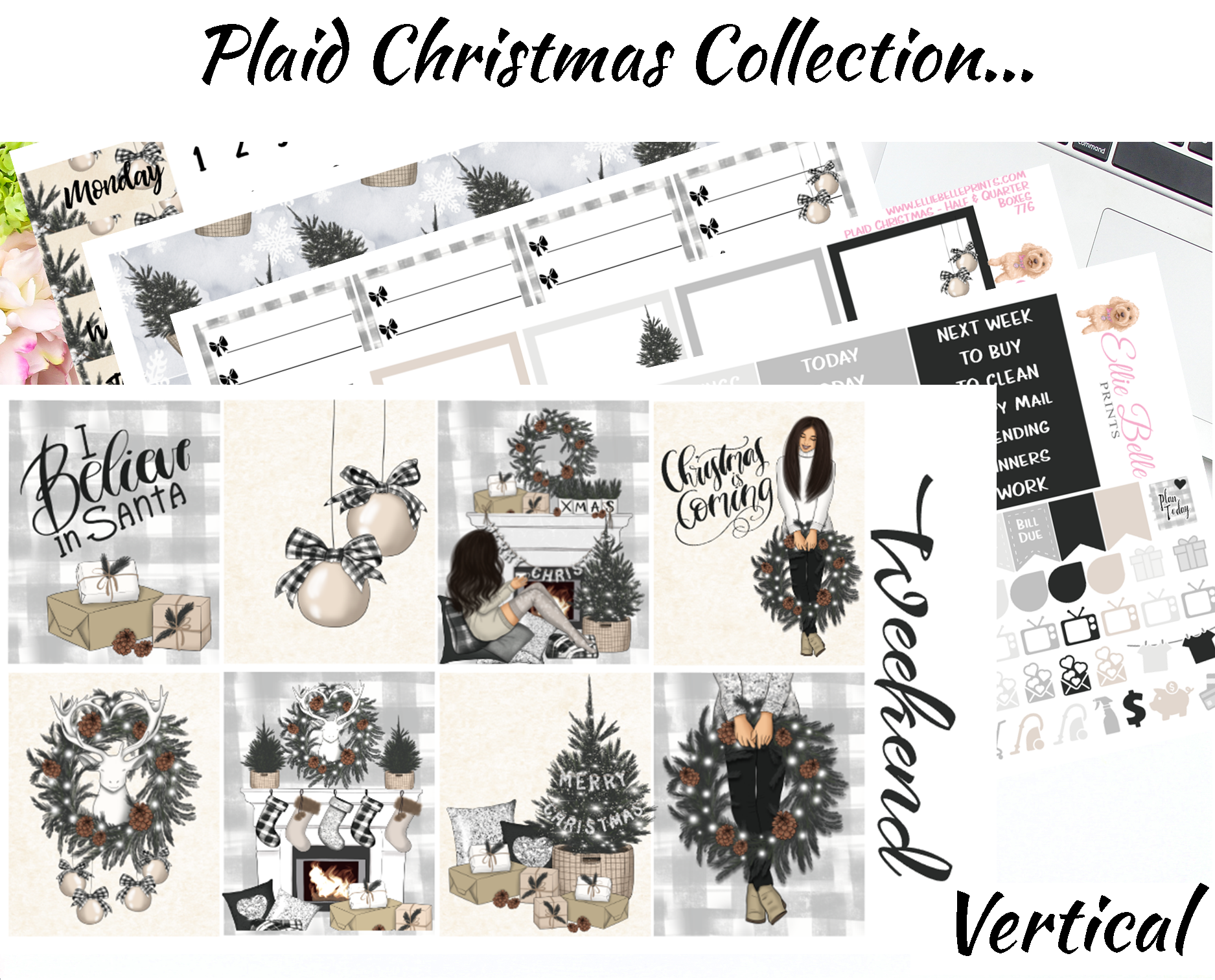Plaid Christmas - Vertical Weekly Planner Kit