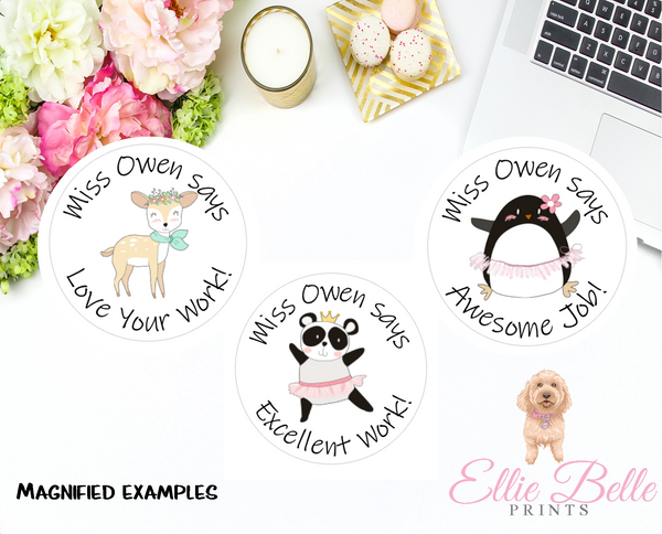 Princess Animals - Personalised Teacher Reward Stickers