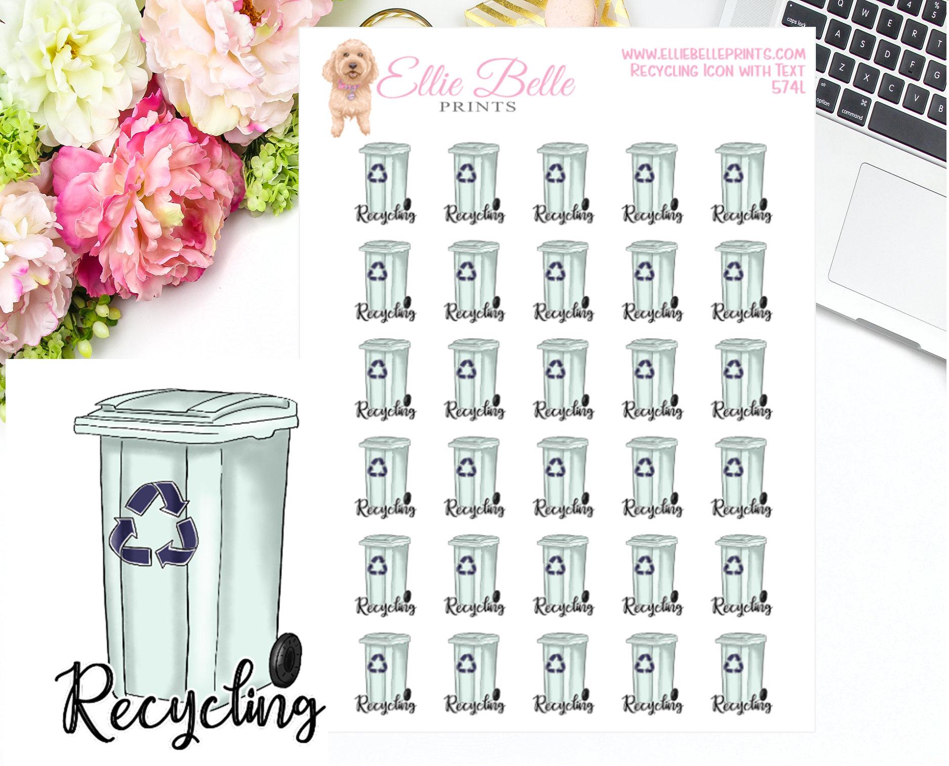 Recycling Garbage Icon with Text