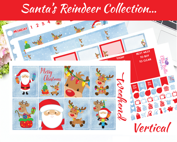 Santa's Reindeer - Vertical Weekly Planner Kit [395]