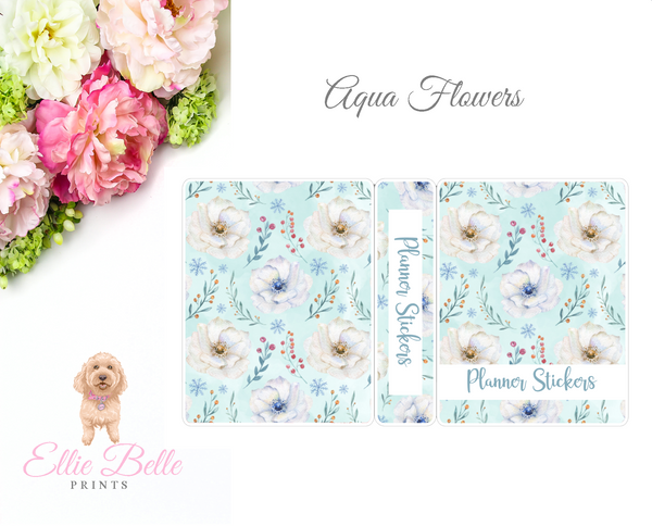 MINI Sticker Album (Small Sheets) - Aqua Flowers