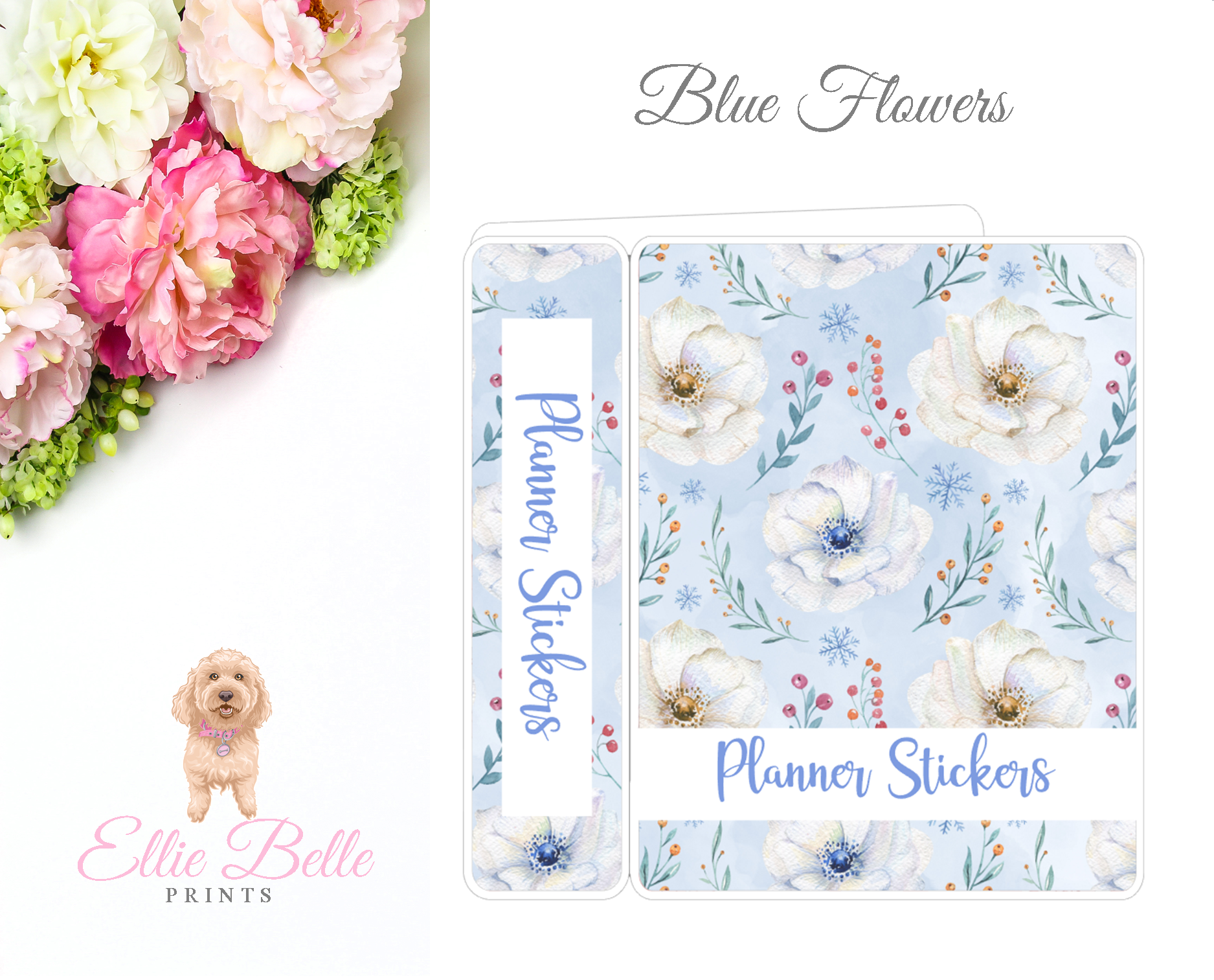 MINI Sticker Album (Small Sheets) - Blue Flowers