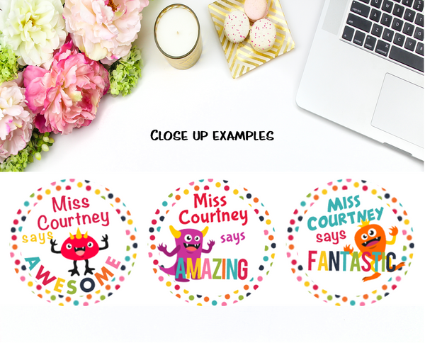 Confetti Little Monsters - Personalised Teacher Reward Stickers
