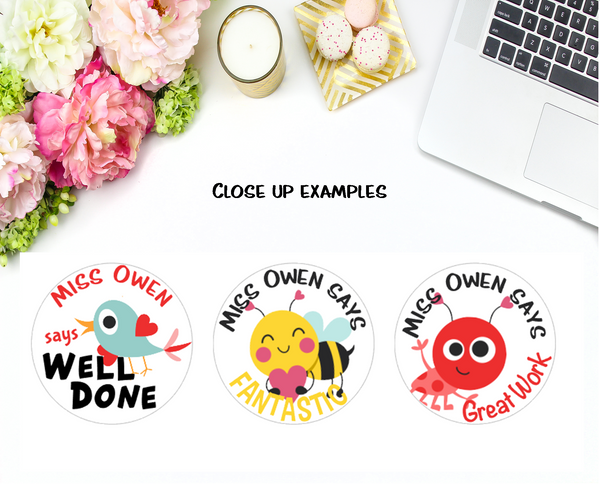 Little Critters (White Background) - Personalised Teacher Reward Stickers