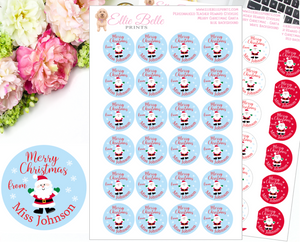 Merry Christmas Santa  - Personalised Teacher Reward Stickers