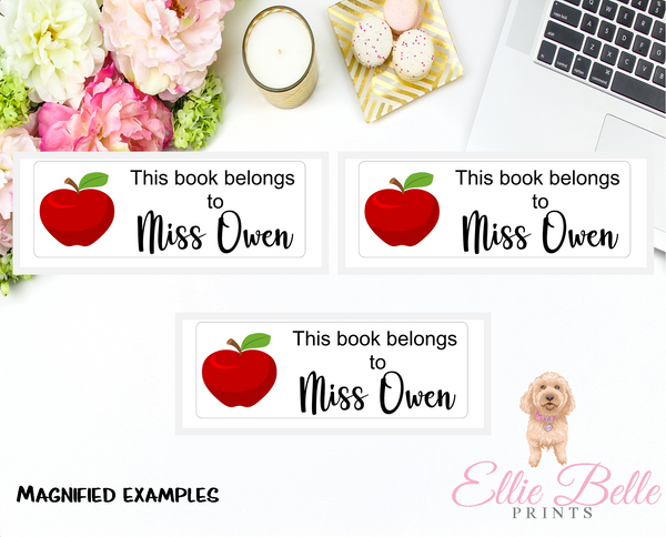 This book belongs to Stickers - Apples Rectangle - Personalised Teacher Stickers