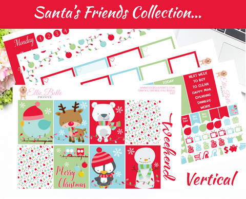 Santa's Friends - Vertical Weekly Planner Kit