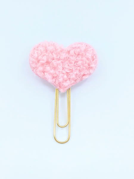 Pink Heart Teddy Fabric Planner Clips