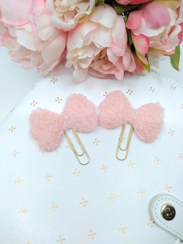 Pink Bow Teddy Fabric Planner Clips