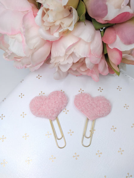 Pink Heart Teddy Fabric Planner Clips