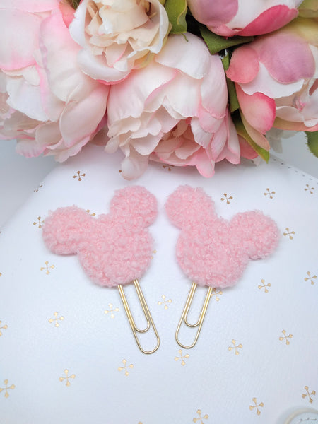 Pink Mouse Teddy Fabric Planner Clips