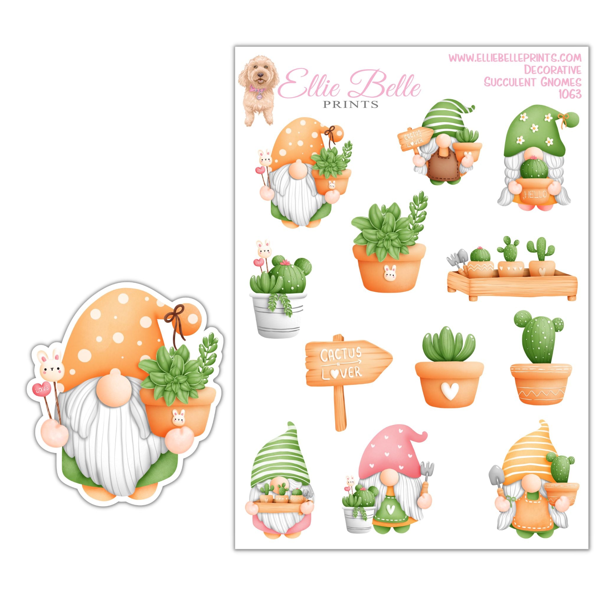 Succulent Gnome Stickers