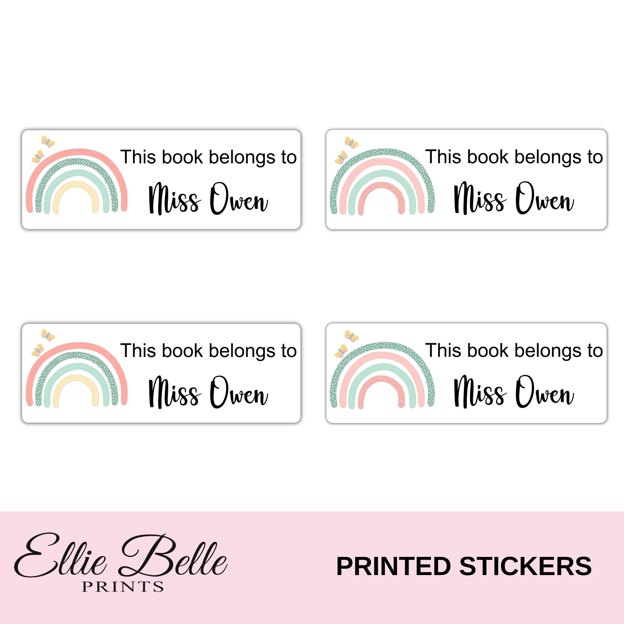 Personalised Teacher Stickers Pastel Rainbow