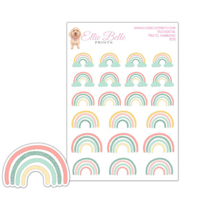 sheet of pastel rainbow stickers from Ellie Belle Prints
