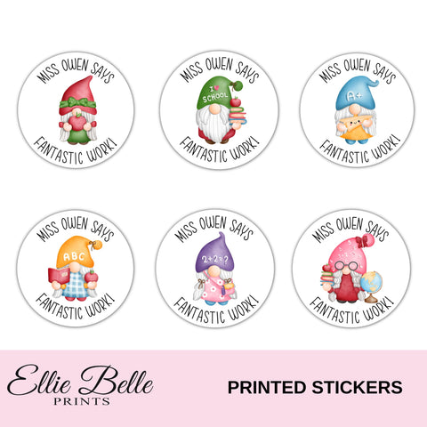 School Gnomes 2 - Personalised Teacher Reward Stickers