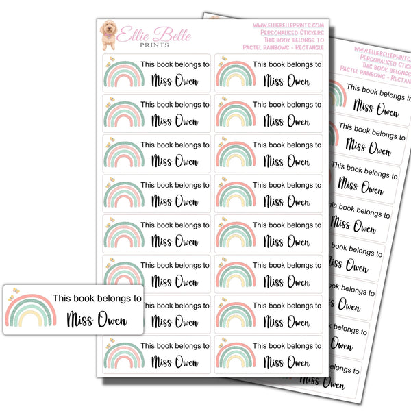 Pastel Rainbow Book Labels