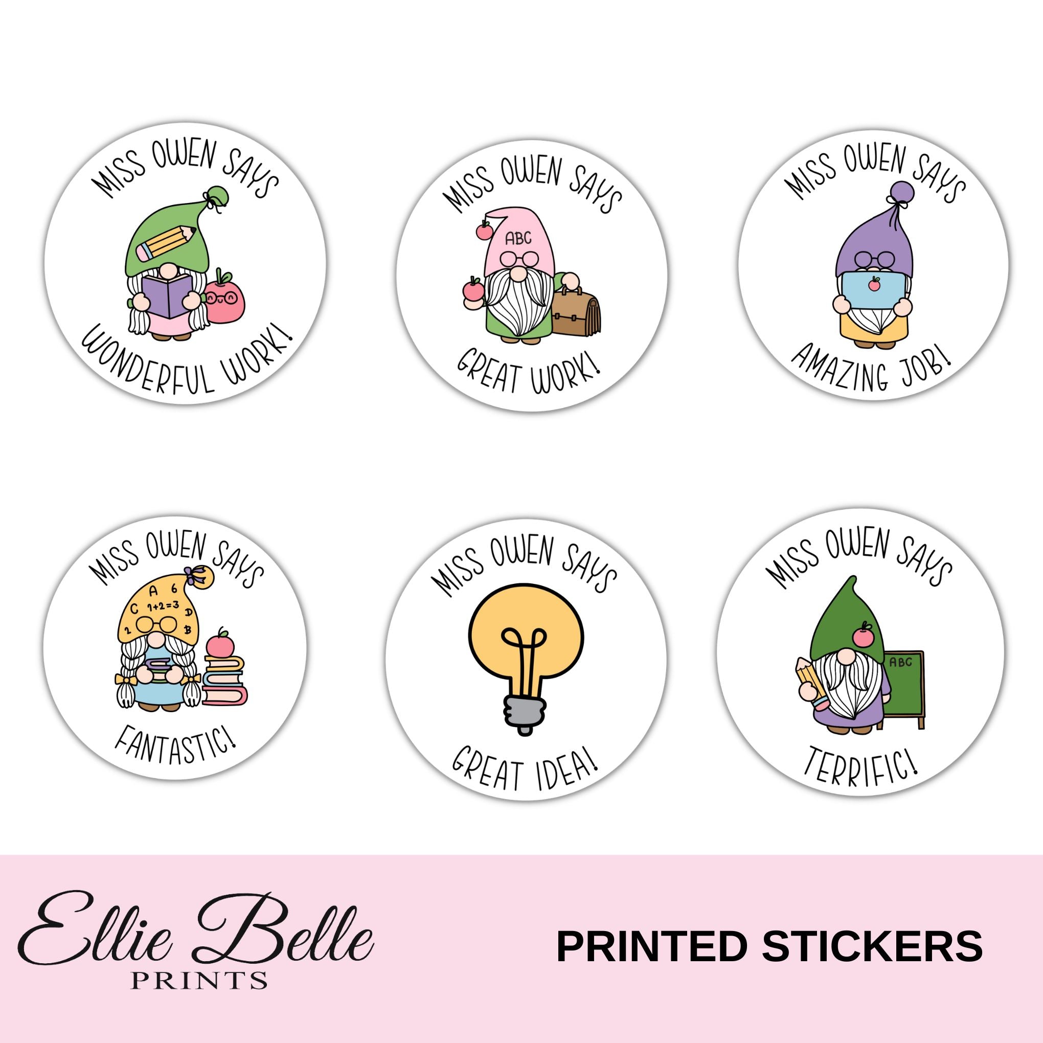 School Gnomes - Personalised Teacher Reward Stickers