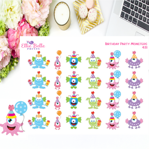 Birthday Party Monster Stickers