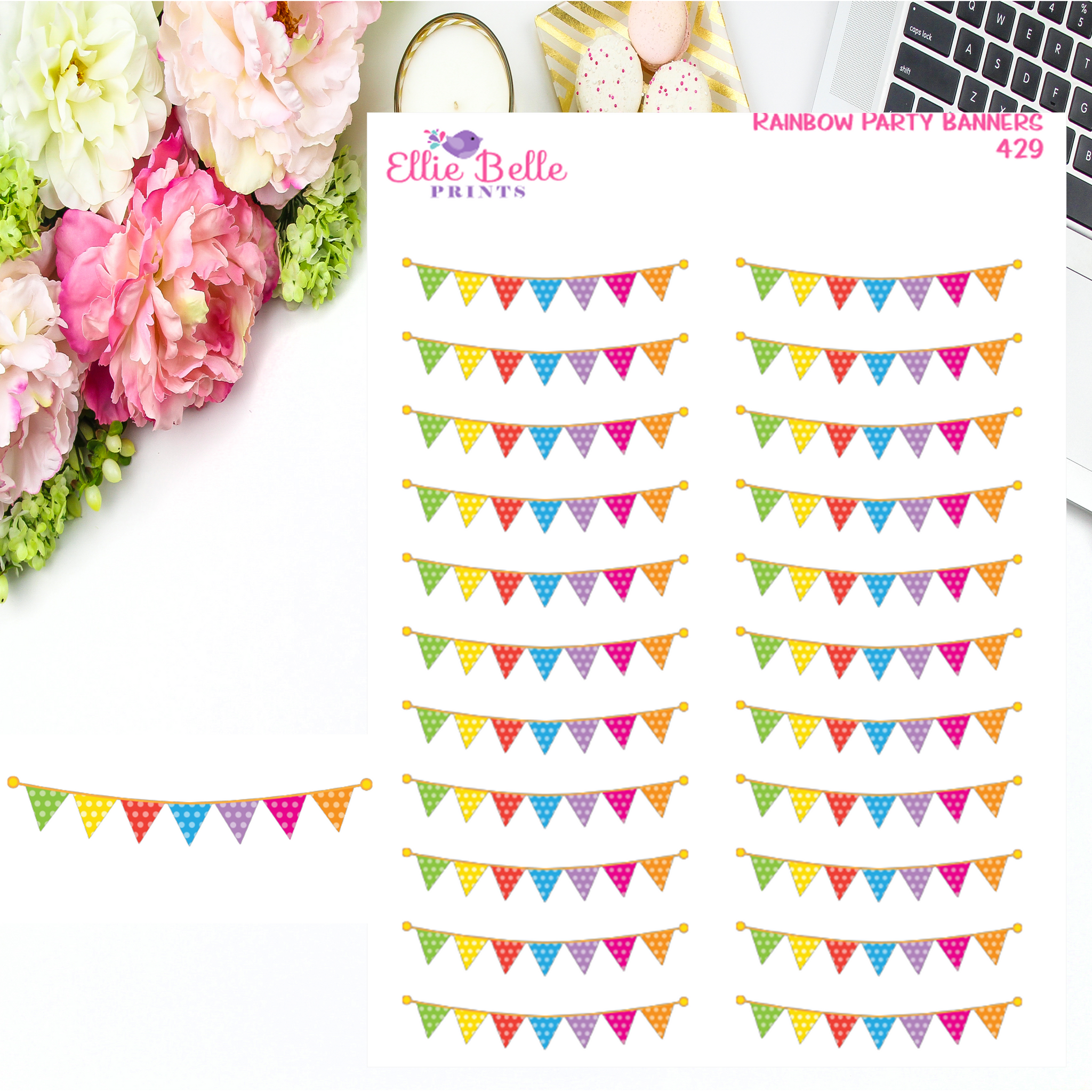 Rainbow Party Banner Stickers