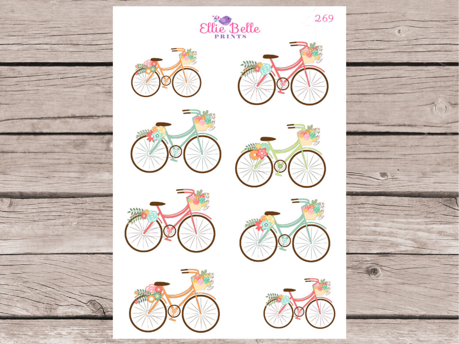 Bicycle & Flower Decorative Stickers