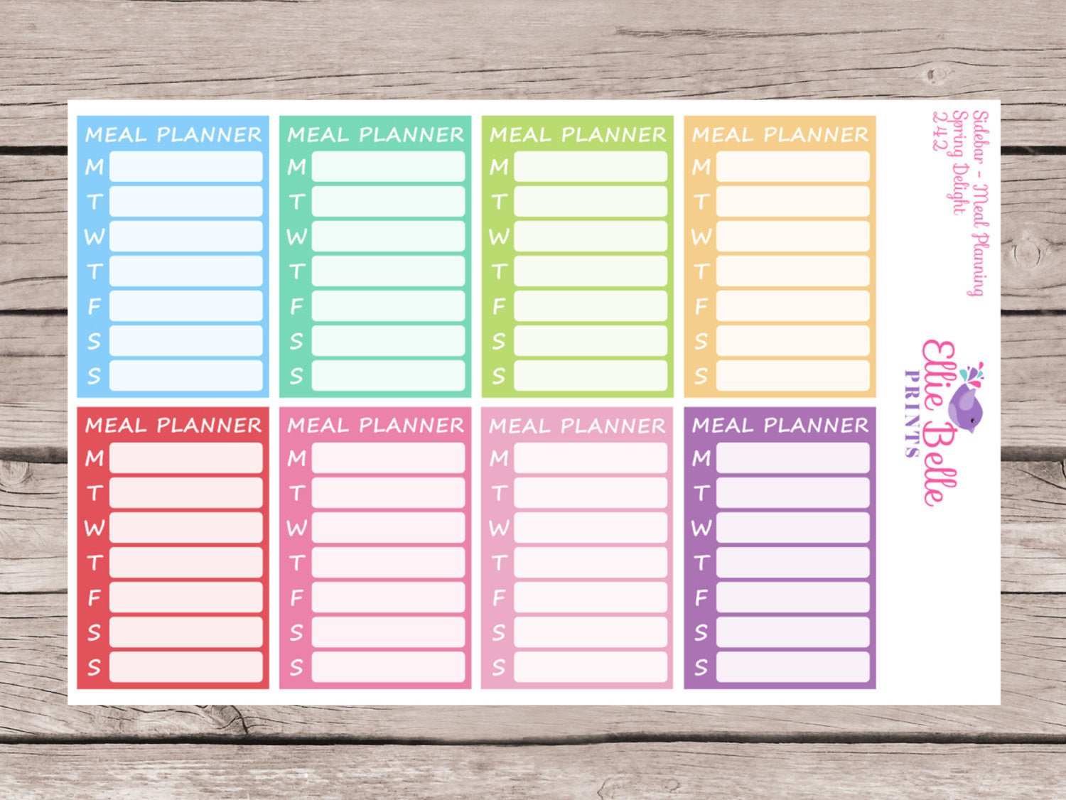 Weekly Meal Planning Stickers - Sidebar Tracker [242]
