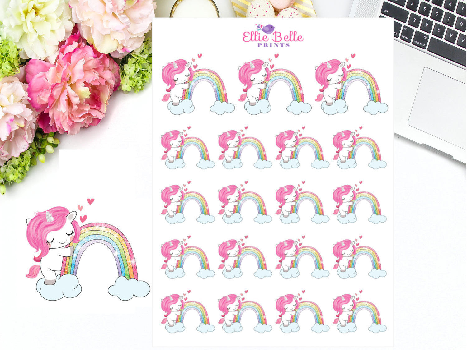 Rainbow Unicorn Sticker - Pink Rainbow Collection