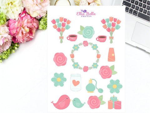 Pink & Aqua Mothers Day Decorative Stickers