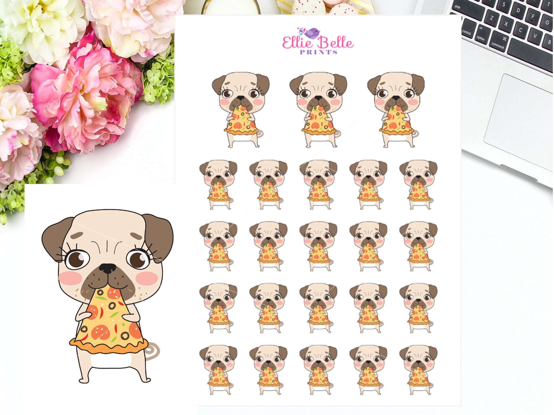 Pizza Stickers - Pug Collection