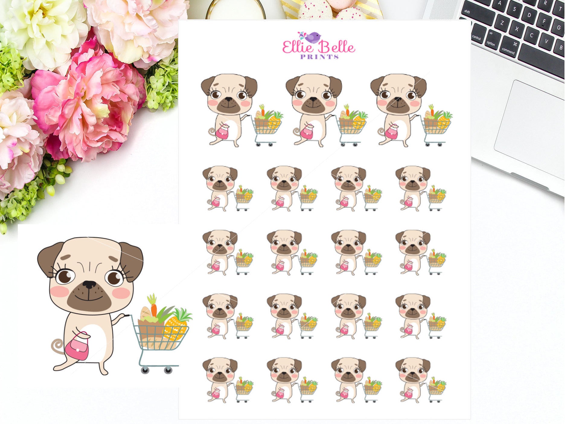 Grocery Shopping Sticker - Pug Collection