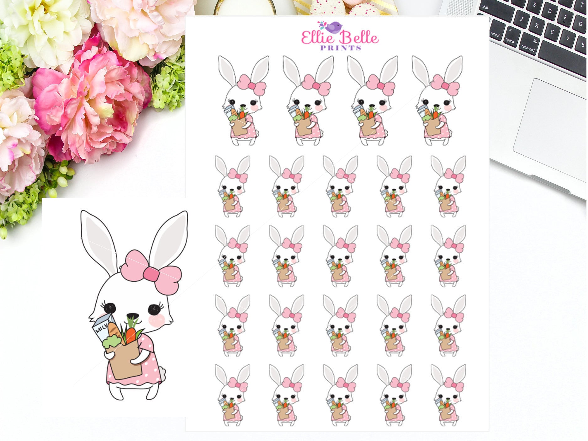 Grocery Shopping Stickers - Bunny Rabbit Collection