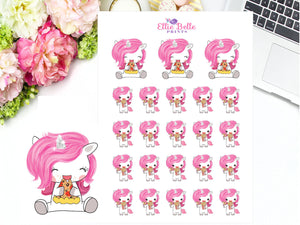 Pizza Stickers - Pink Unicorn Collection