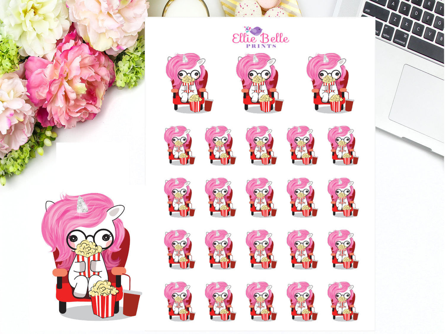 Movie Time Stickers - Pink Unicorn Collection