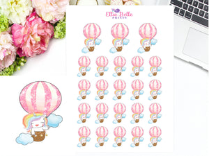 Hot Air Balloon Stickers - Rainbow Unicorn Collection